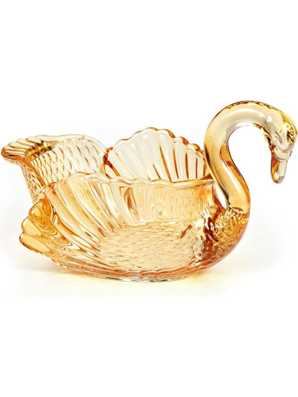 Elegant 9.8'' Amber Glass Swan Bowl - Decorative Centerpiece for Home Decor